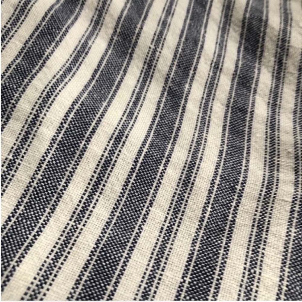 GAP High-Rise Paper Bag Waist Shorts Linen Cotton Navy White Stripe Coastal 14P - Picture 10 of 11